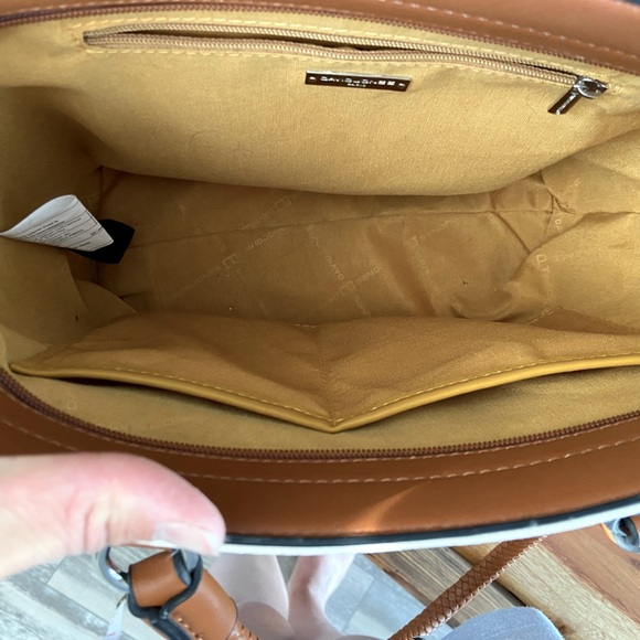 David Jones Paris Vegan Leather Braided Strap Cream and Brown Tote Shoulder Bag - Picture 5 of 5